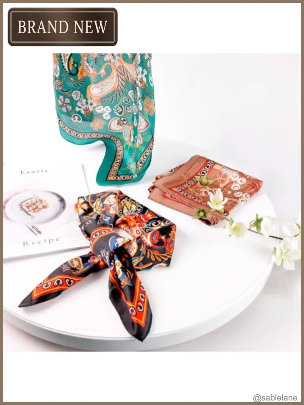 VANLINKER Paisley Satin Head Scarf Women Men Silk-Like Hair Scarf Vintage